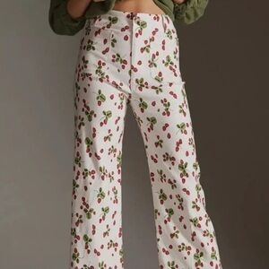 Anthropologie Maeve Colette Strawberry Print Pants